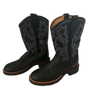 Ariat Mens Black Leather Round Toe Cowboy Boots Style 17605 US 8B